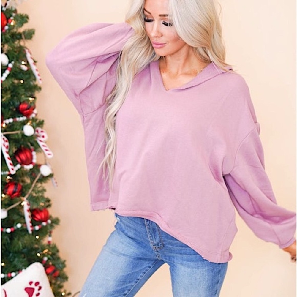 🍒BOGO50%🍒🆕🩷ZENANA: “LT ROSE” French Terry Oversized Hoodie SMALL